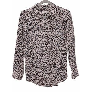 Equipment womens small 100% silk blouse animal print shirt gray shirt pale pink